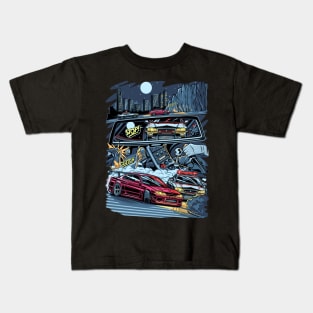 Police Skyline chasing Silvia s15 Japan Kids T-Shirt